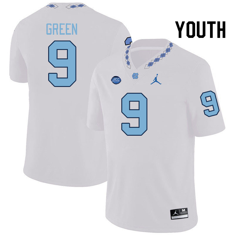 Youth #9 Javarius Green North Carolina Tar Heels College Football Jerseys Stitched-White